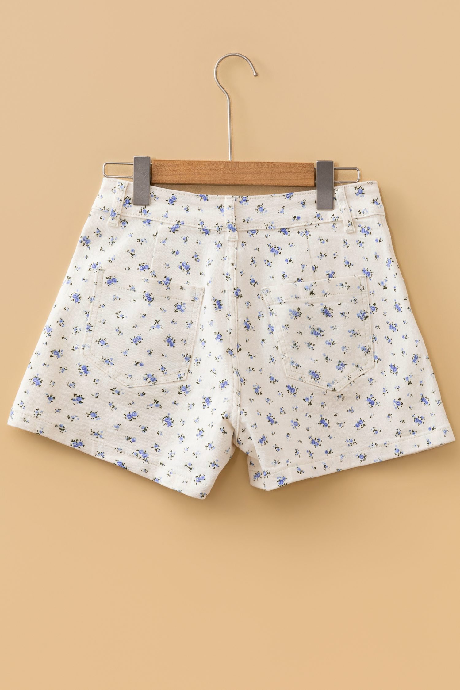 White Floral Casual Cute Denim Shorts
