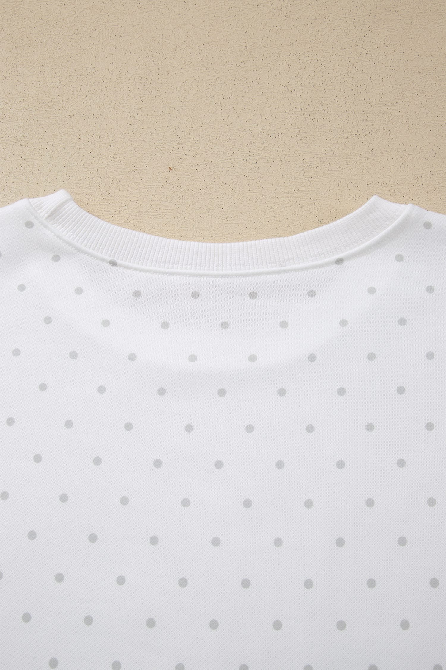 White Polka Dot Print Side Stripe Detail Casual Sweatshirt 2pcs Short Set