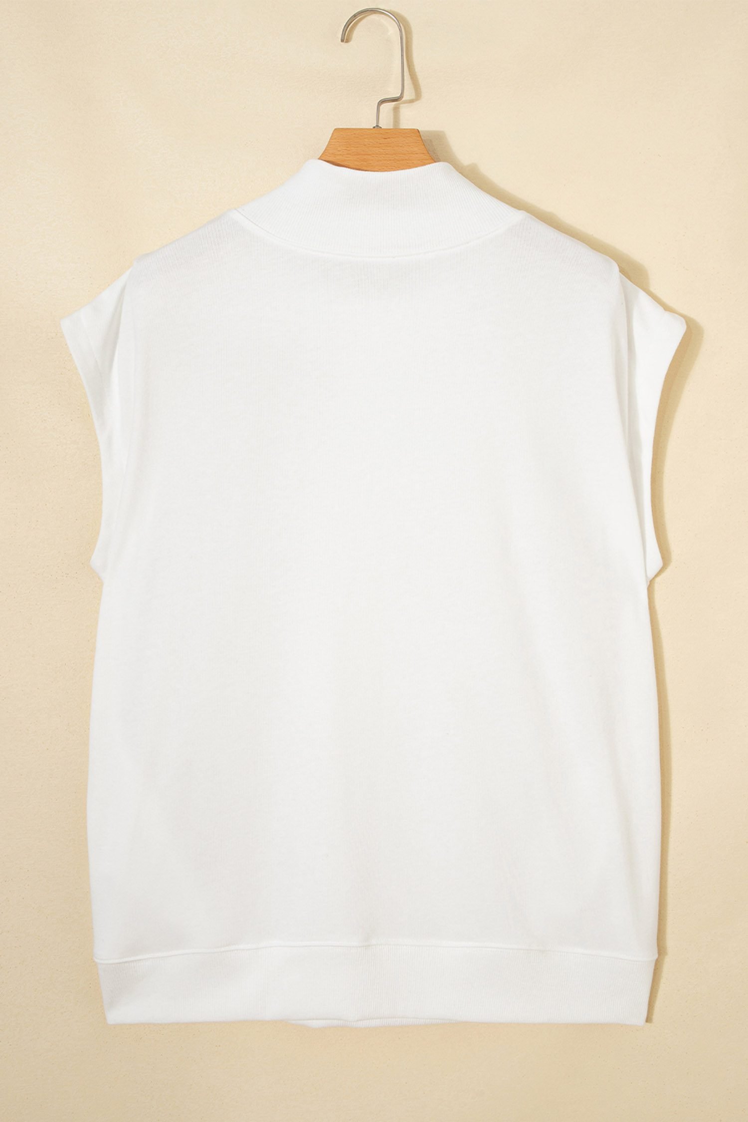 White Rhinestone Embellished Pumpkin Graphic High Neck Cap Sleeve Top