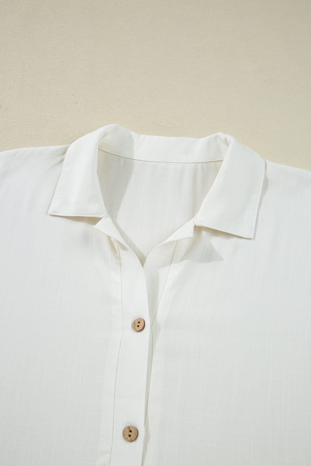 White Ruffle Elastic Cuffs Puffy Long Sleeve Button Down Shirt