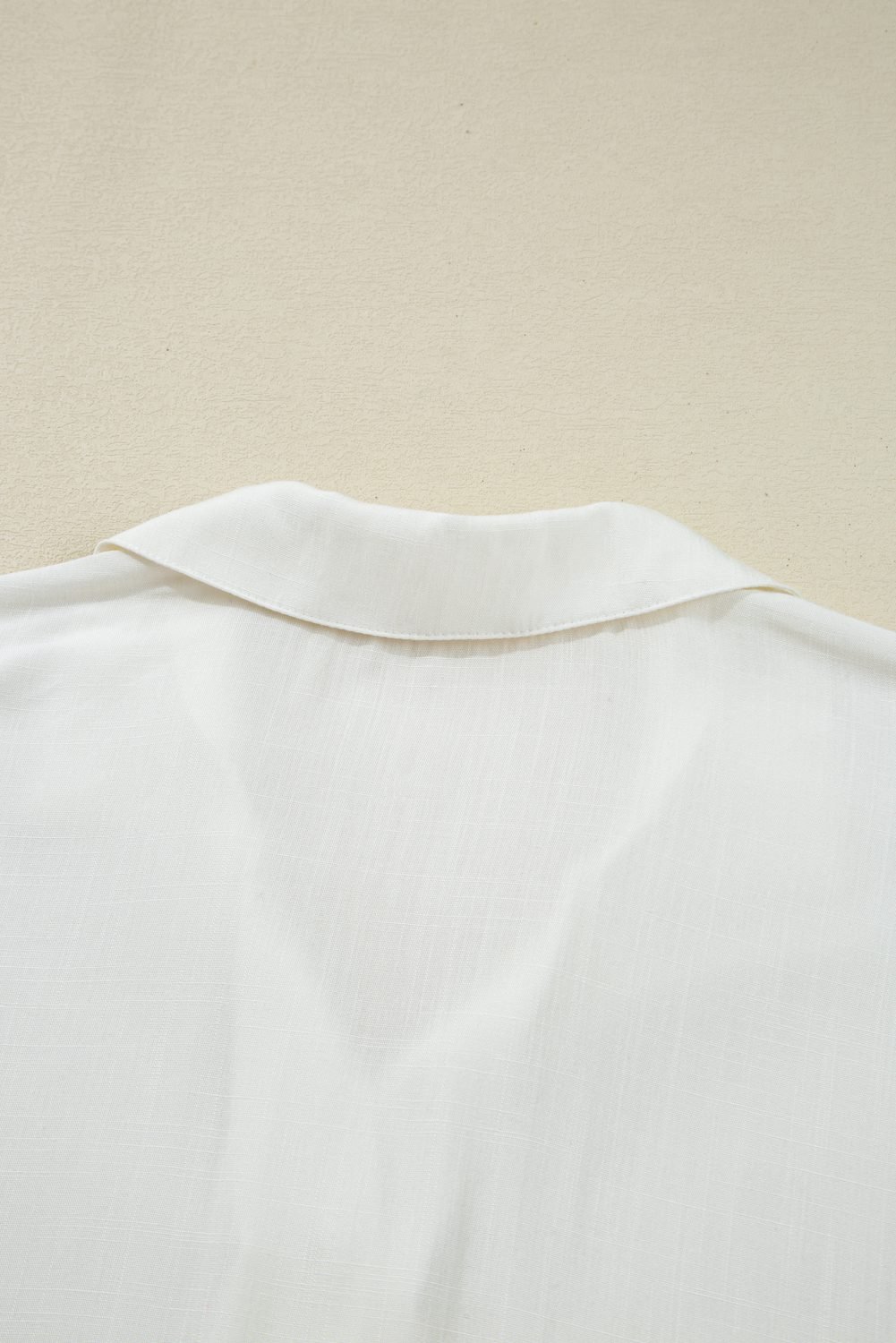 White Ruffle Elastic Cuffs Puffy Long Sleeve Button Down Shirt
