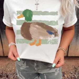 White Western Duck Graffiti Print T-Shirt