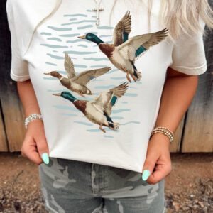 White Western Mallard Lake Graphic Casual Graphic T Shirt