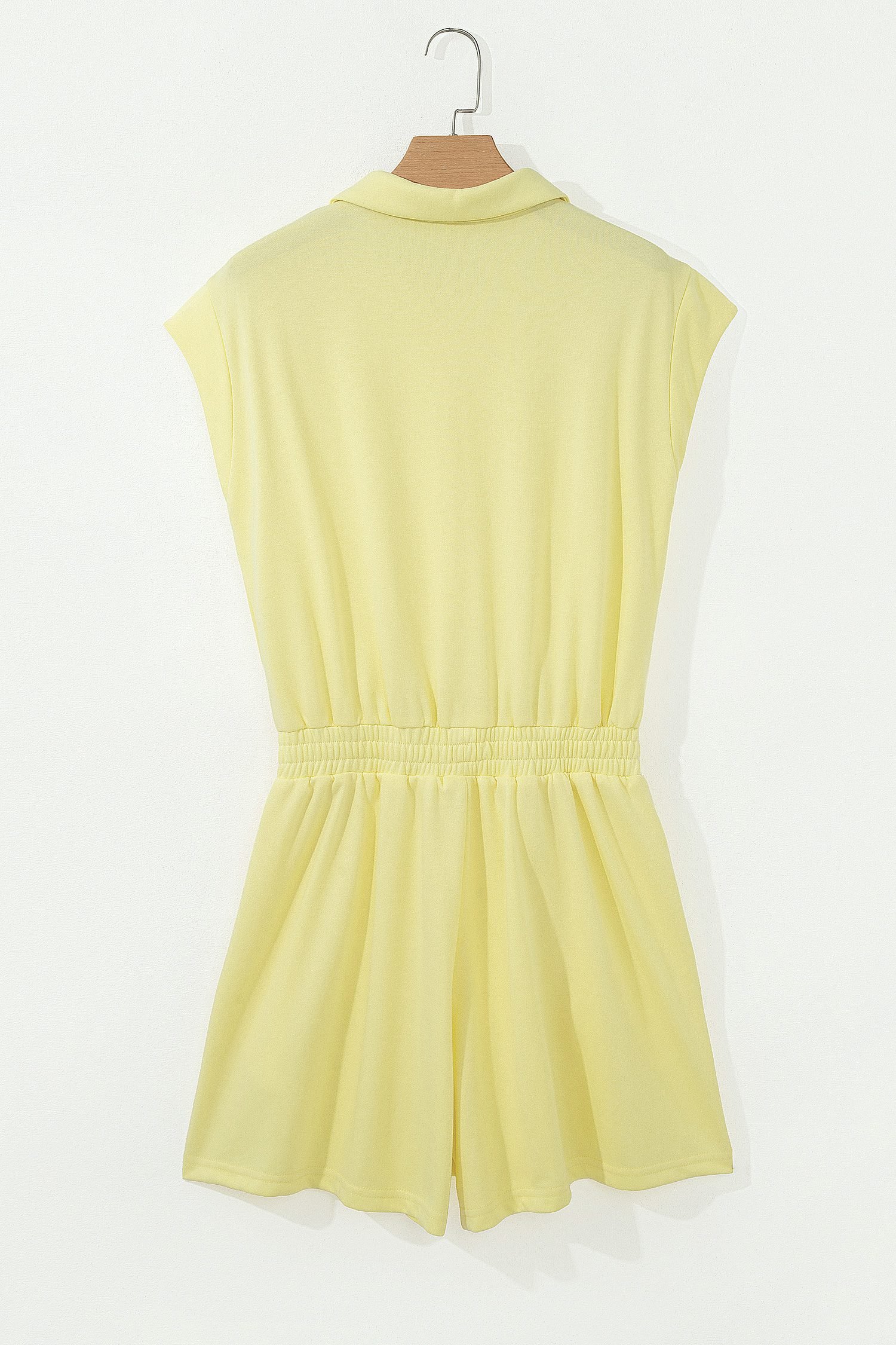 Yellow Cream Half Zip Polo Tee Elastic Waist Romper