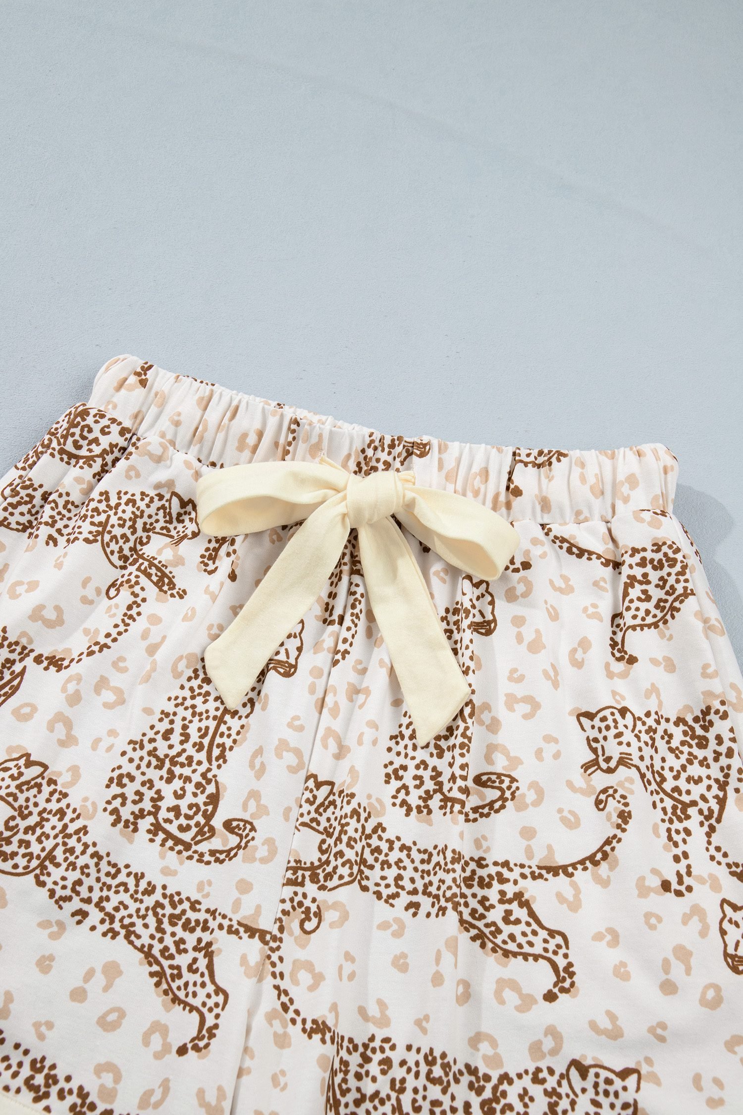 Yellow Leopard Print Colorblock Pocket Placket Long Sleeve Lounge Set