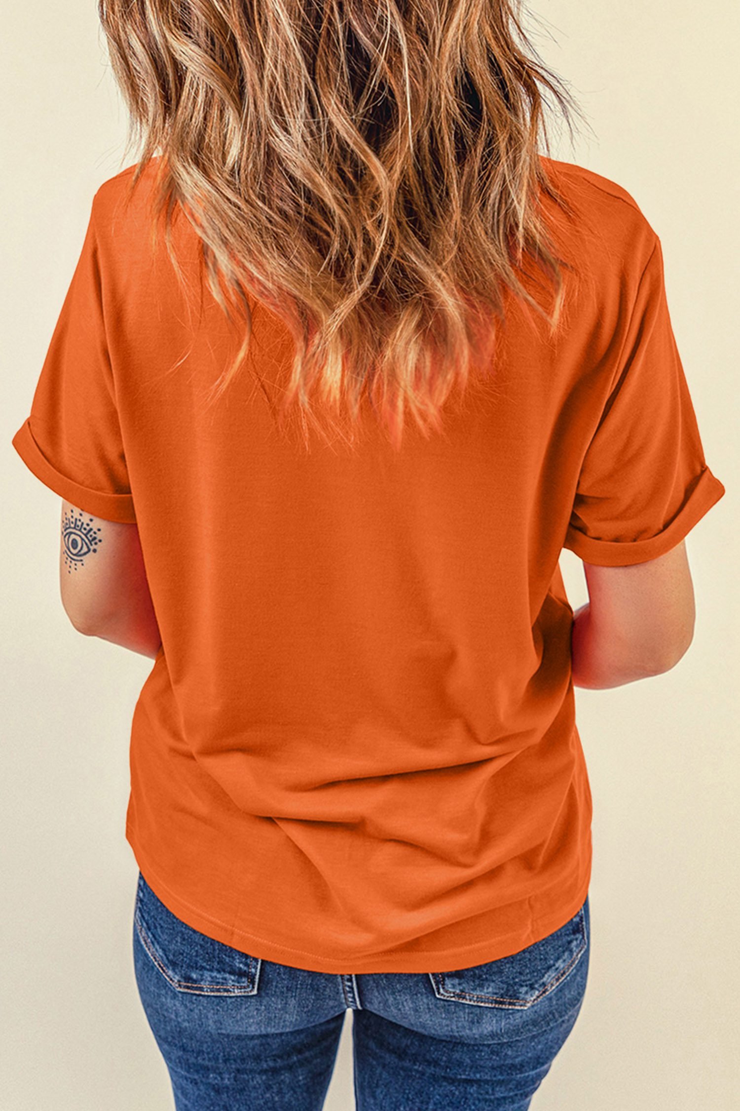 Orange Halloween Pumpkin Face Graphic T Shirt