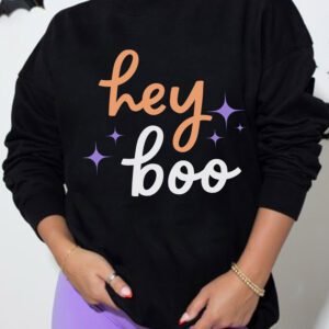 Black Hey Boo Halloween Sweatshirt