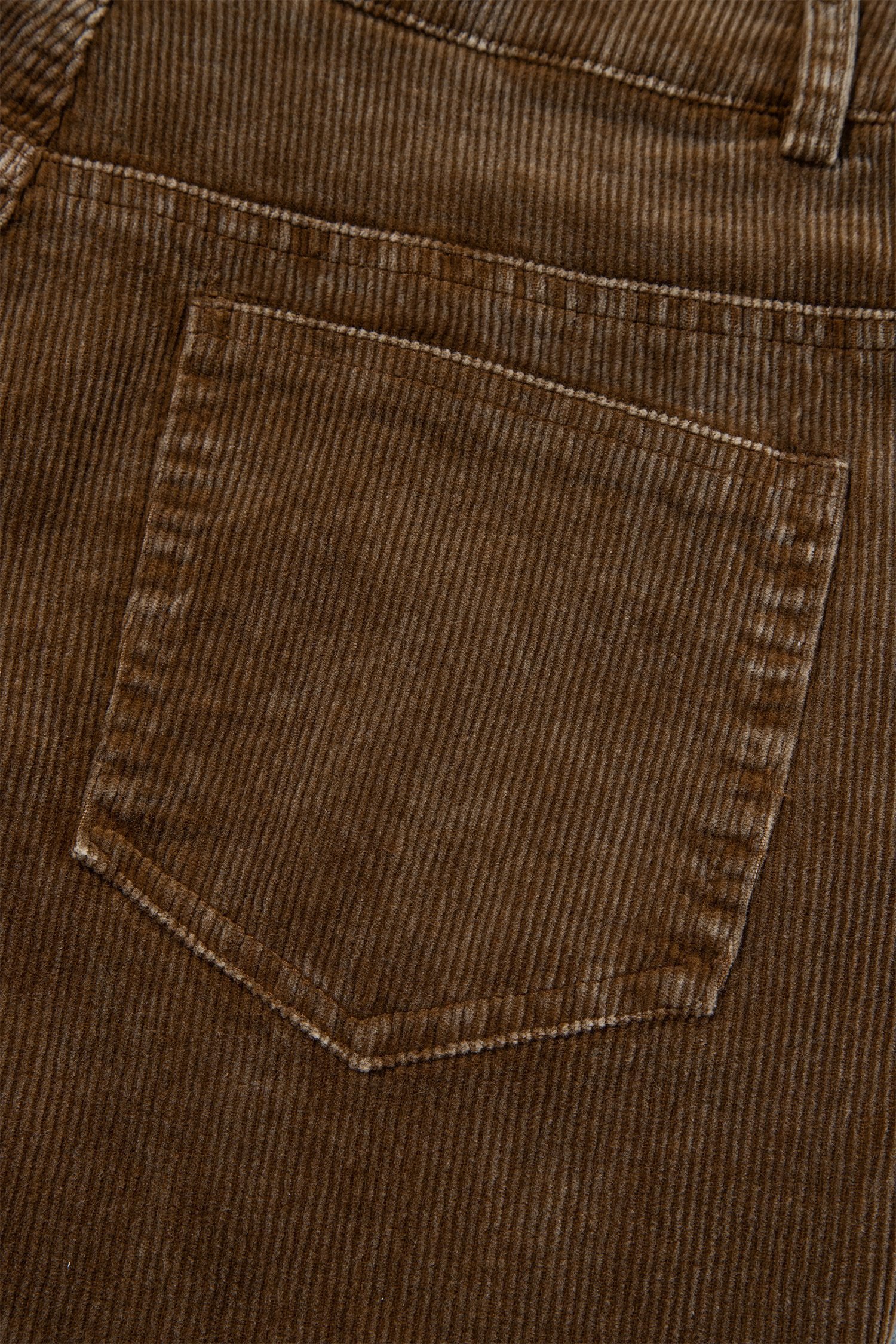 Camel Straight Leg Corduroy Metal Button Zip-up Pants