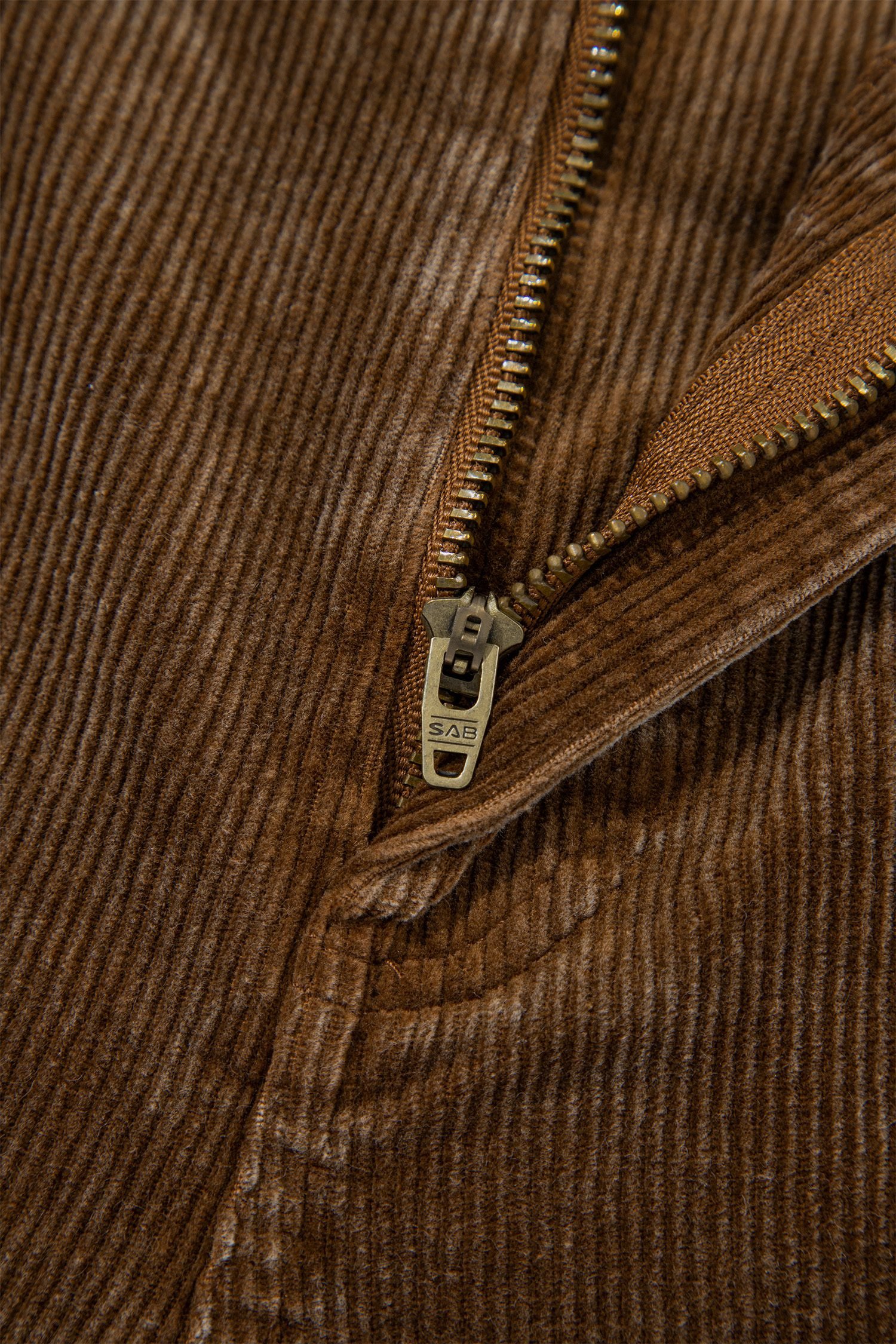 Camel Straight Leg Corduroy Metal Button Zip-up Pants
