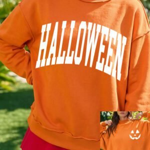 Carrot Double Side Printed Halloween Graphic Mock Neck Sweatshirt