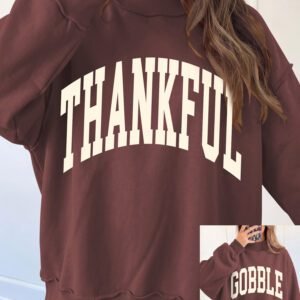 Coffee Thanksgiving High Neck Slogan Graphic Pullover Sweatshirt