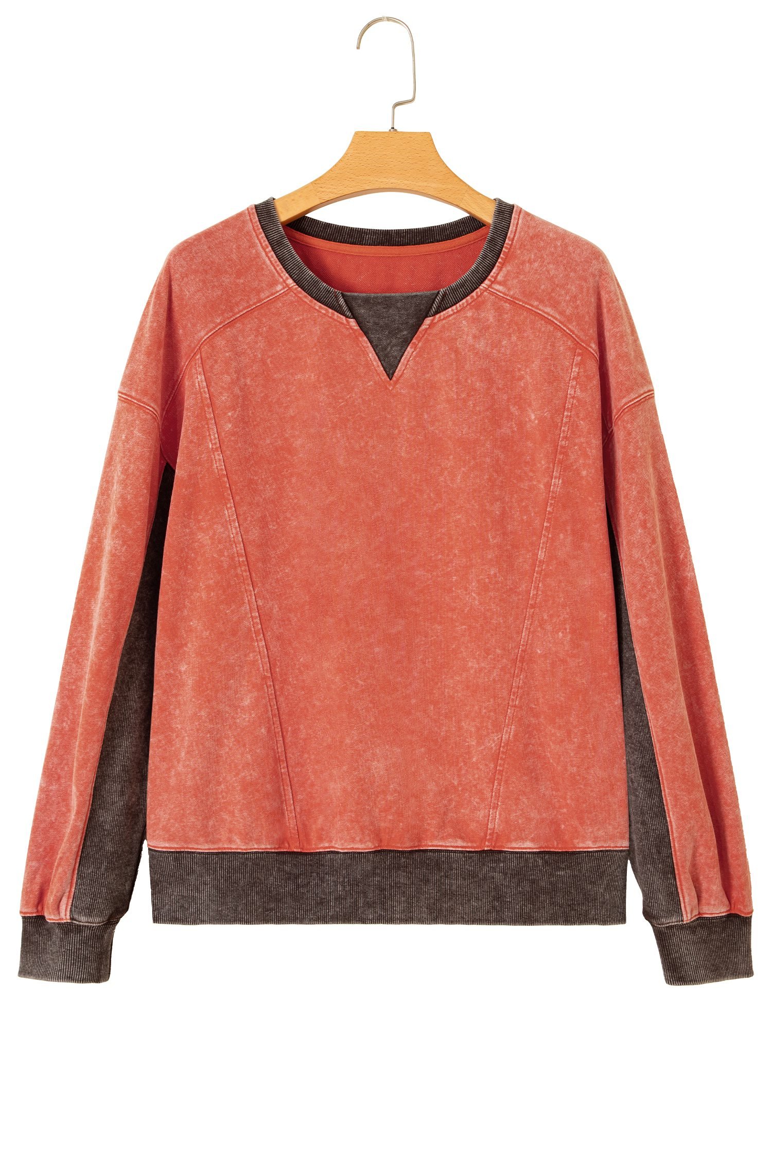 Flamingo Patchwork Colorblock Long Sleeve Vintage Regular Fit Sweatshirt