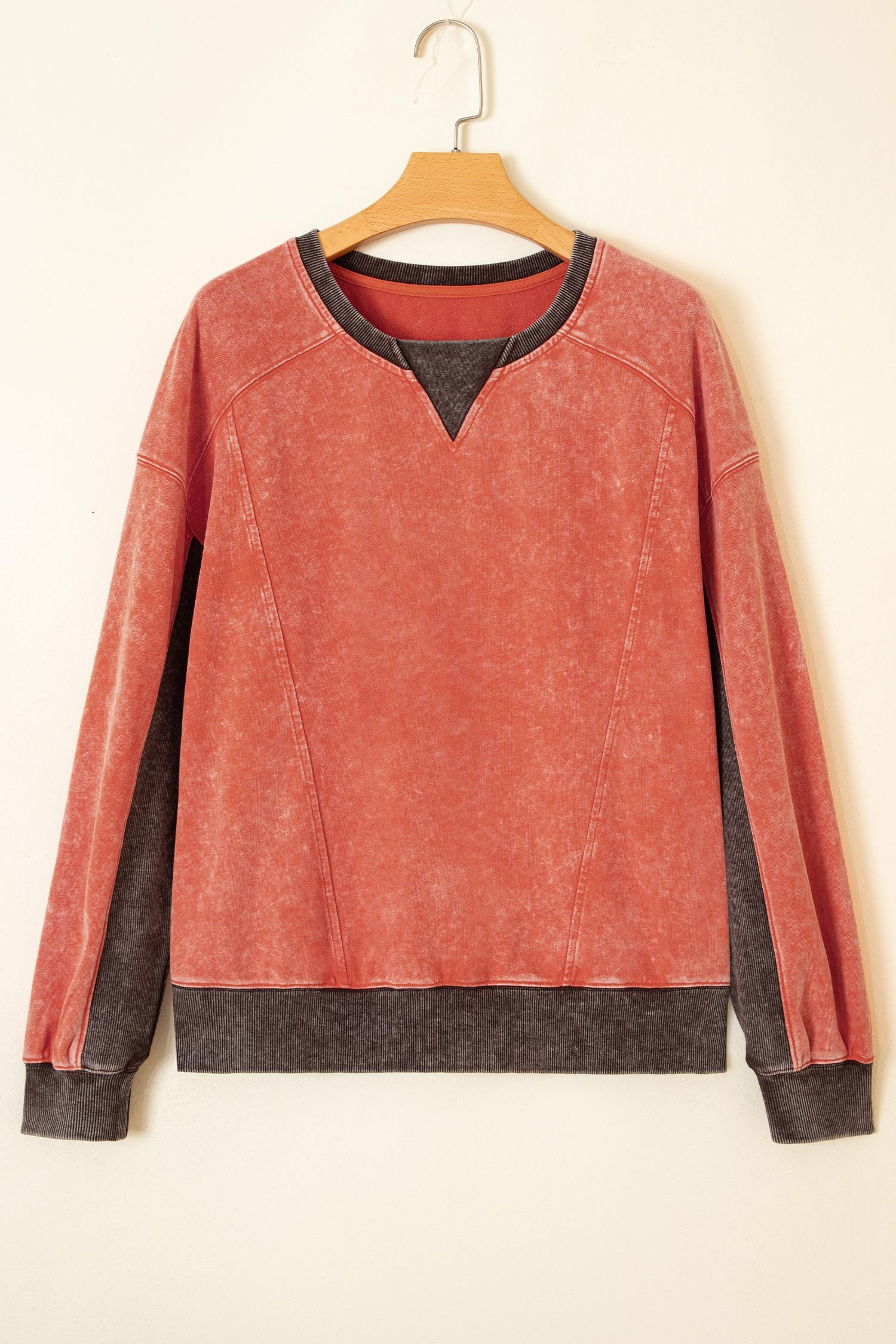 Flamingo Patchwork Colorblock Long Sleeve Vintage Regular Fit Sweatshirt