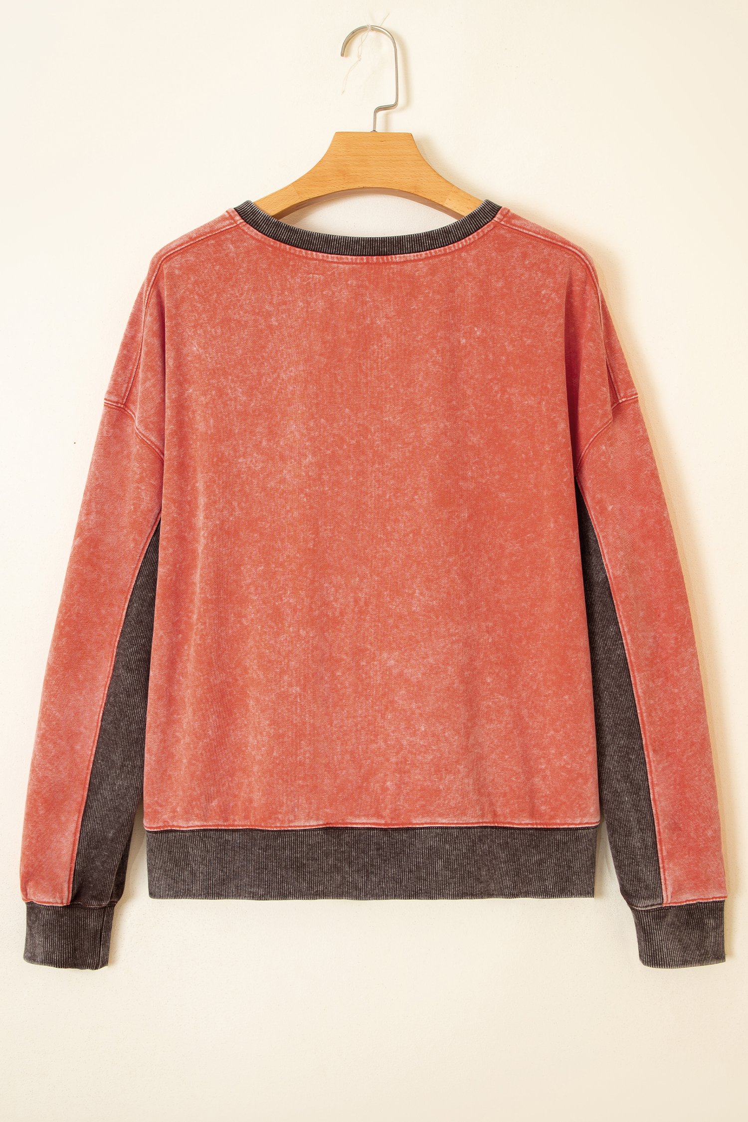 Flamingo Patchwork Colorblock Long Sleeve Vintage Regular Fit Sweatshirt