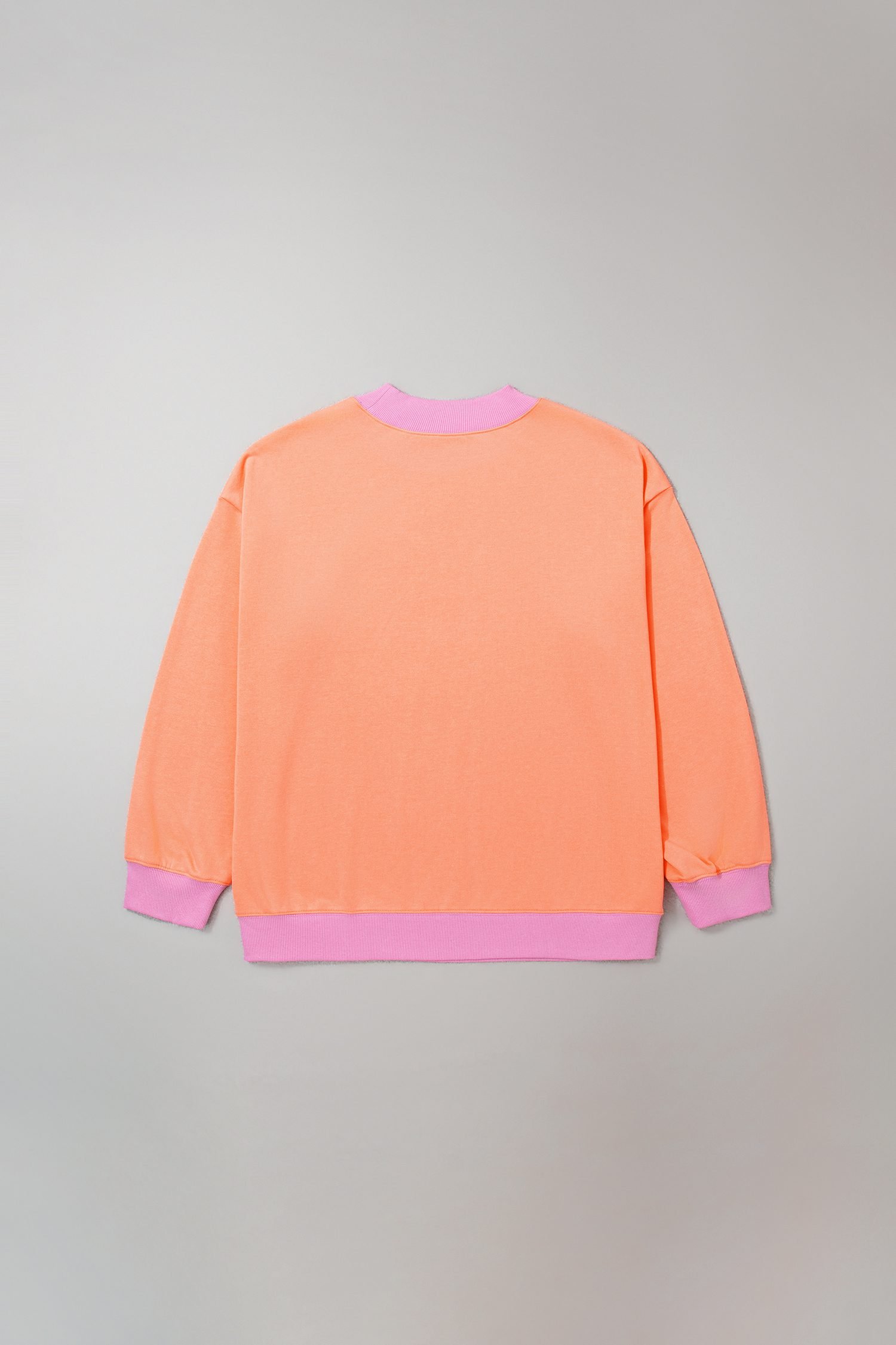 Grapefruit Orange Color Block Contrast Trim Plus Size Sweatshirt