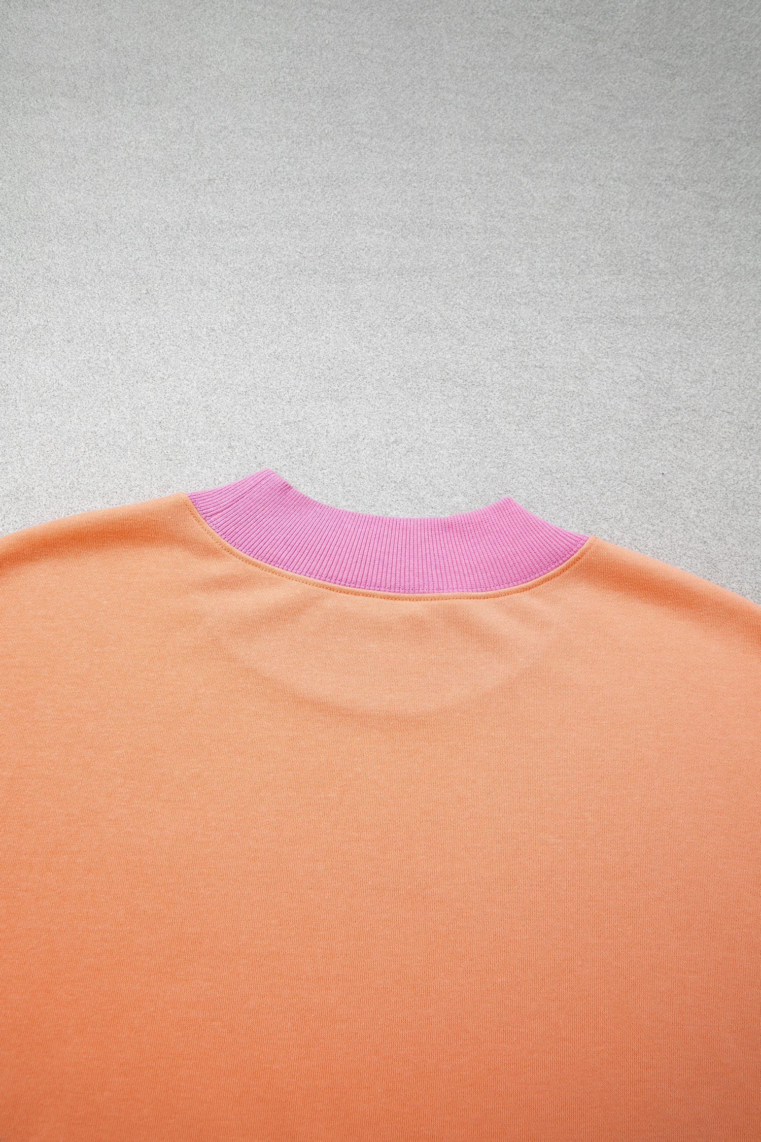 Grapefruit Orange Color Block Contrast Trim Plus Size Sweatshirt