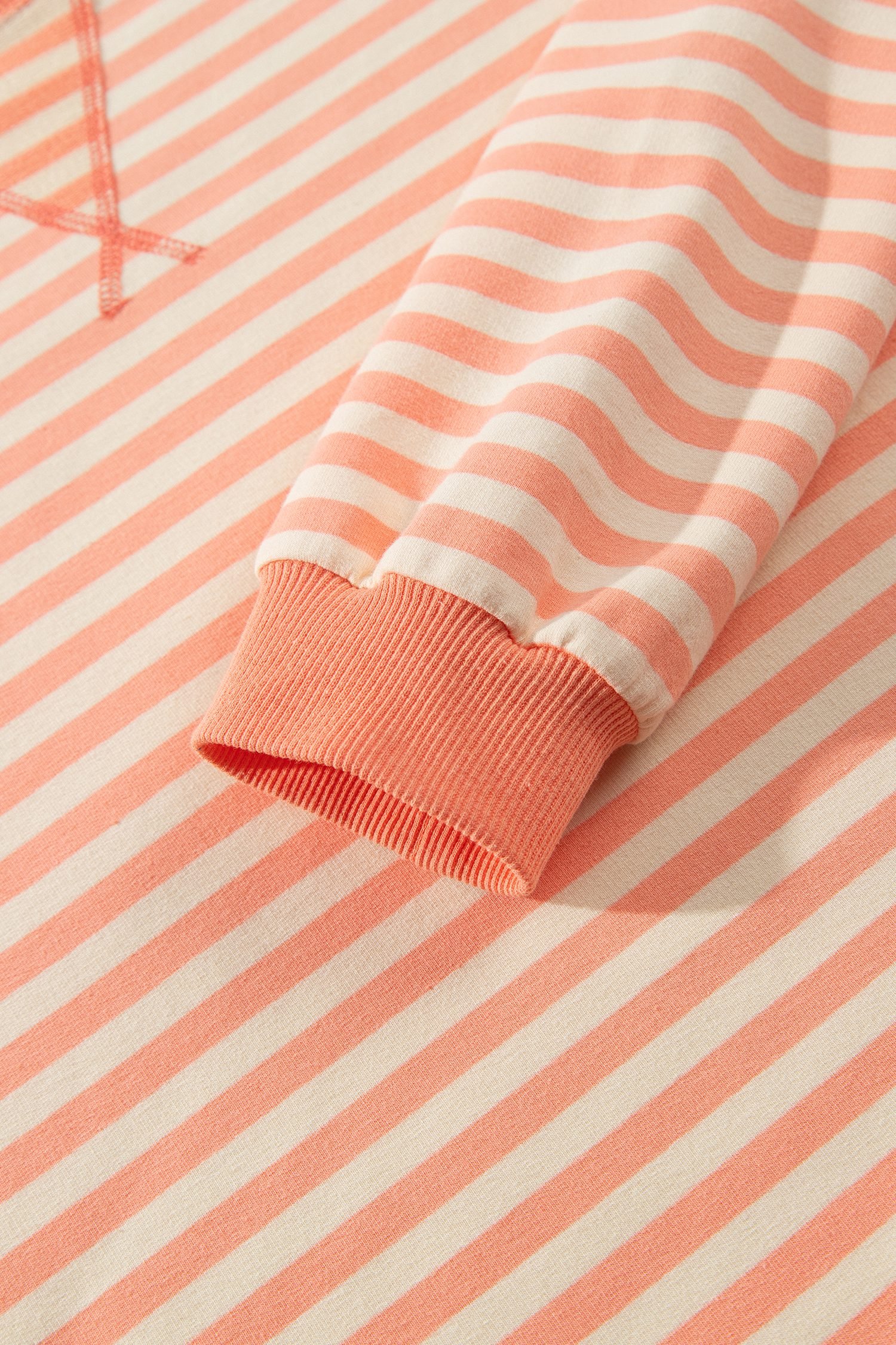 Grapefruit Orange Drop Shoulder Long Sleeve Pullover Elastic Waist Casual Short Set