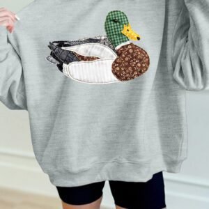 Gray Mallard Printed Mock Neck Pullover Sweatshirt