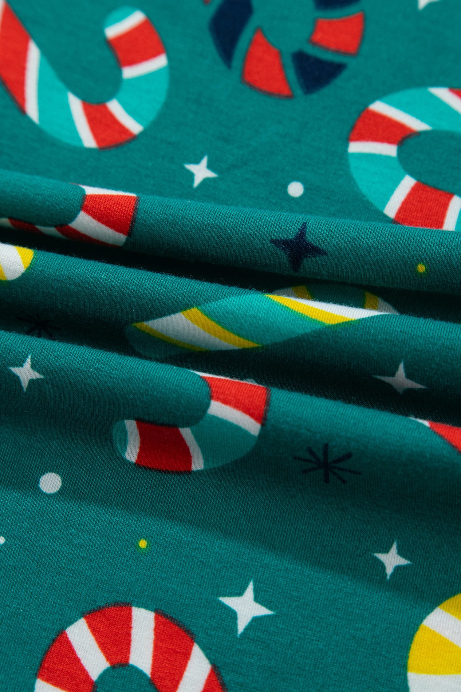 Green Abstract Candy Cane Print Long Sleeve Two Piece Lounge Set