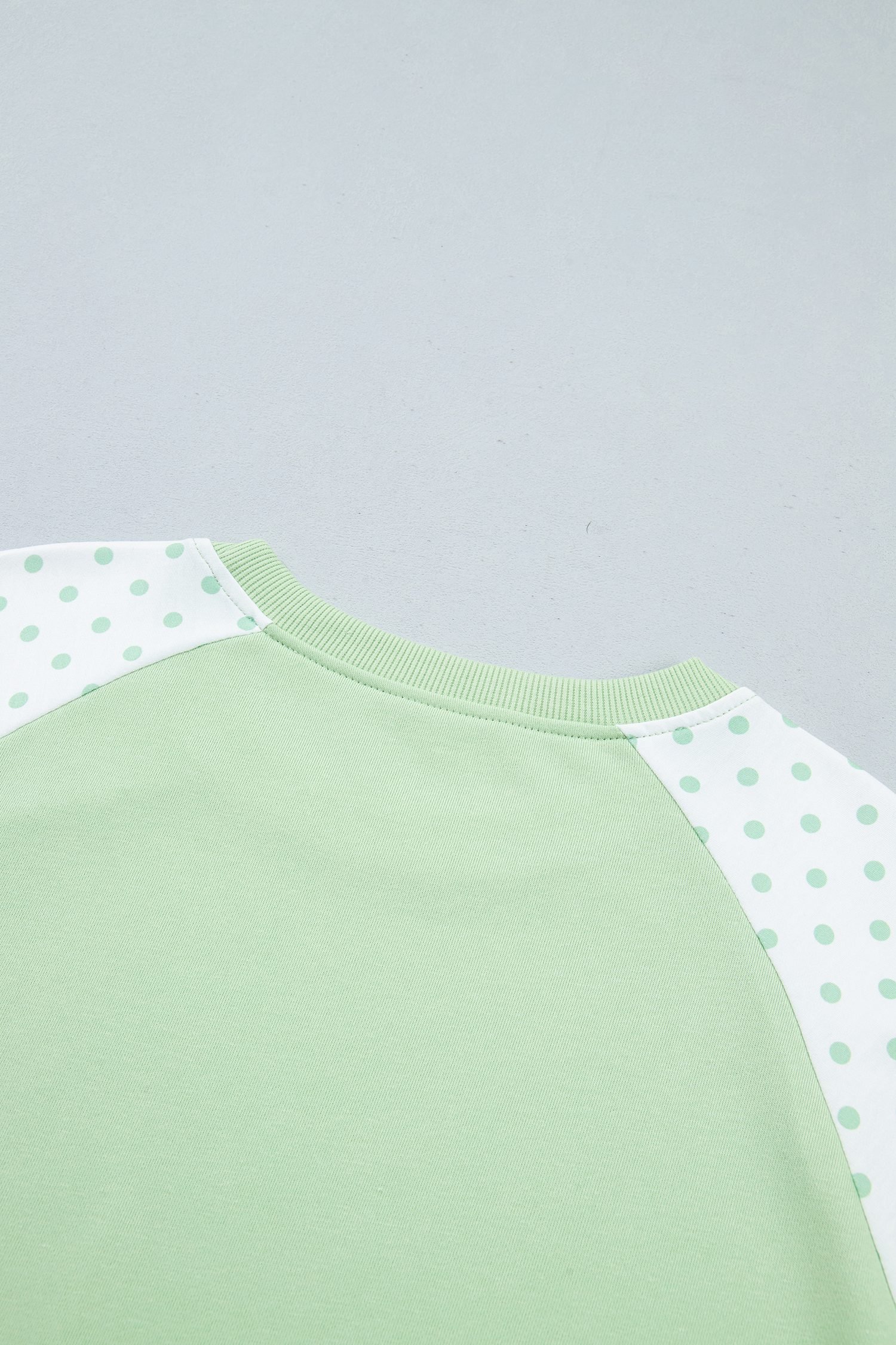 Green Polka Dot Patchwork Colorblock Long Sleeve Casual Two Piece Pants Set