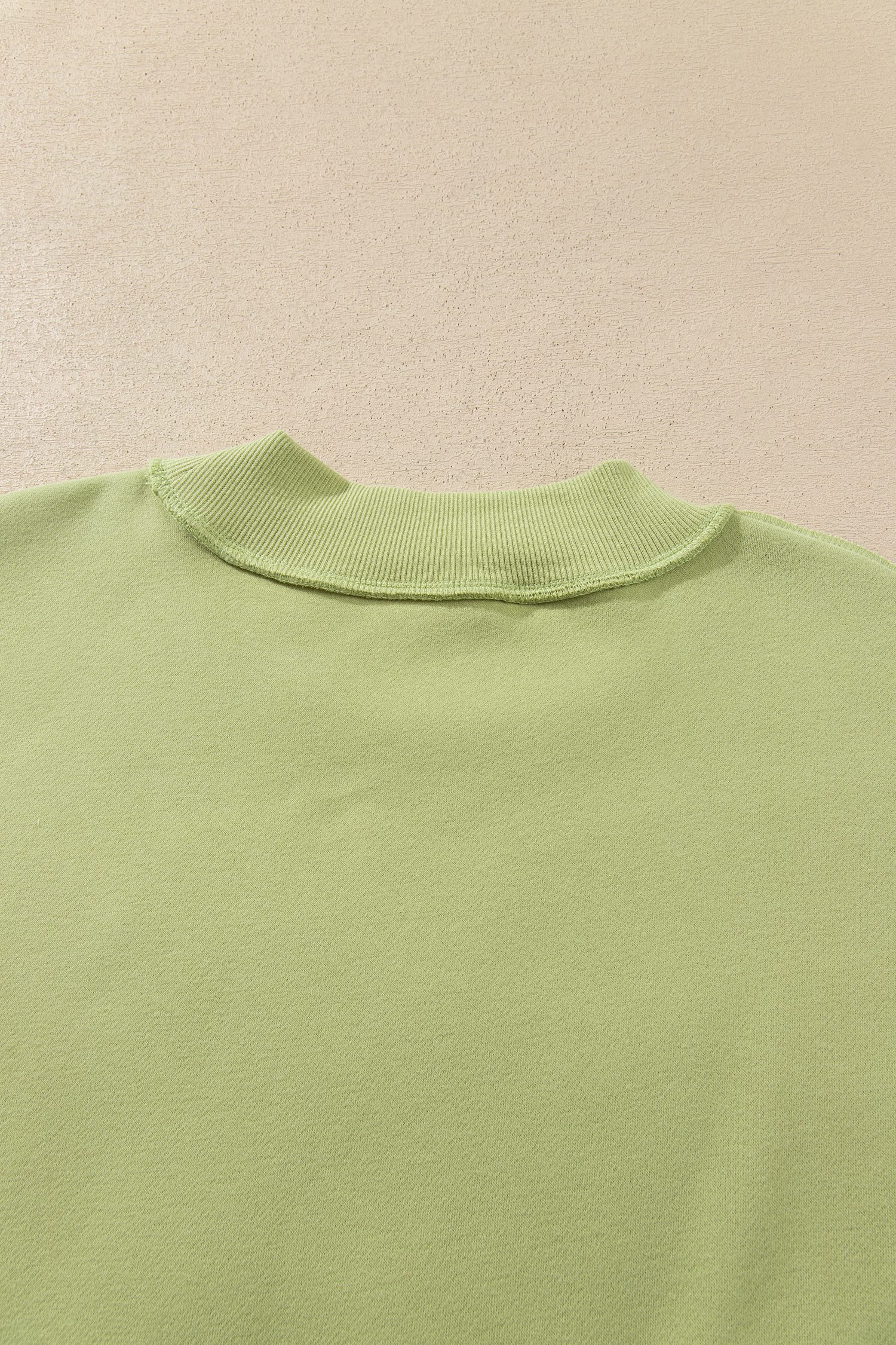 Meadow Mist Green JESUS Letter Patch Graphic Exposed Seam Mock Neck Baggy Sweatshirt