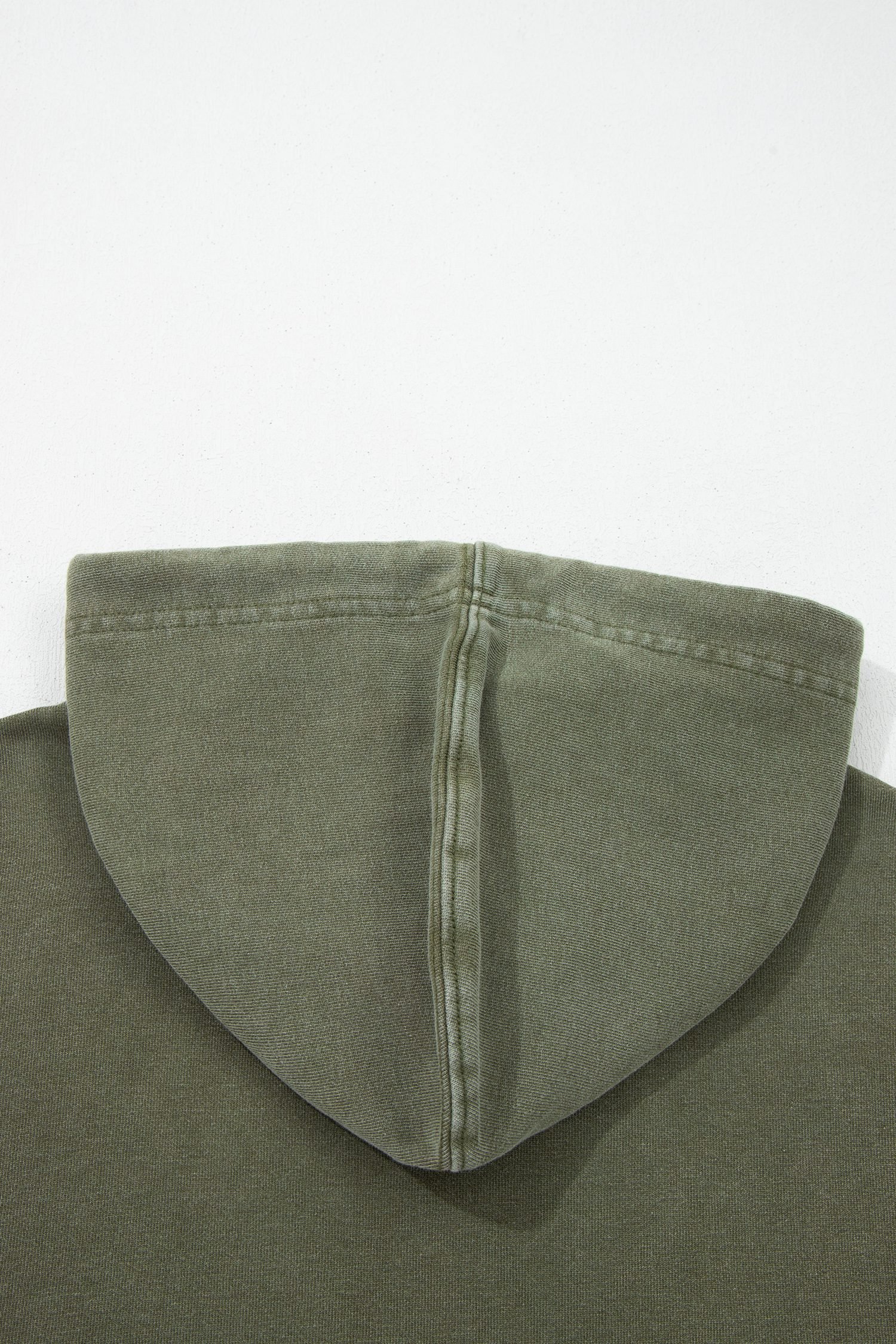 Moss Green Plaid Sleeve Drawstring Pocket Hooded Sweatshirt