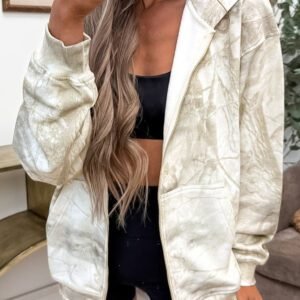 Multicolour Abstract Camo Print Hooded Zip-Up Sweatshirt