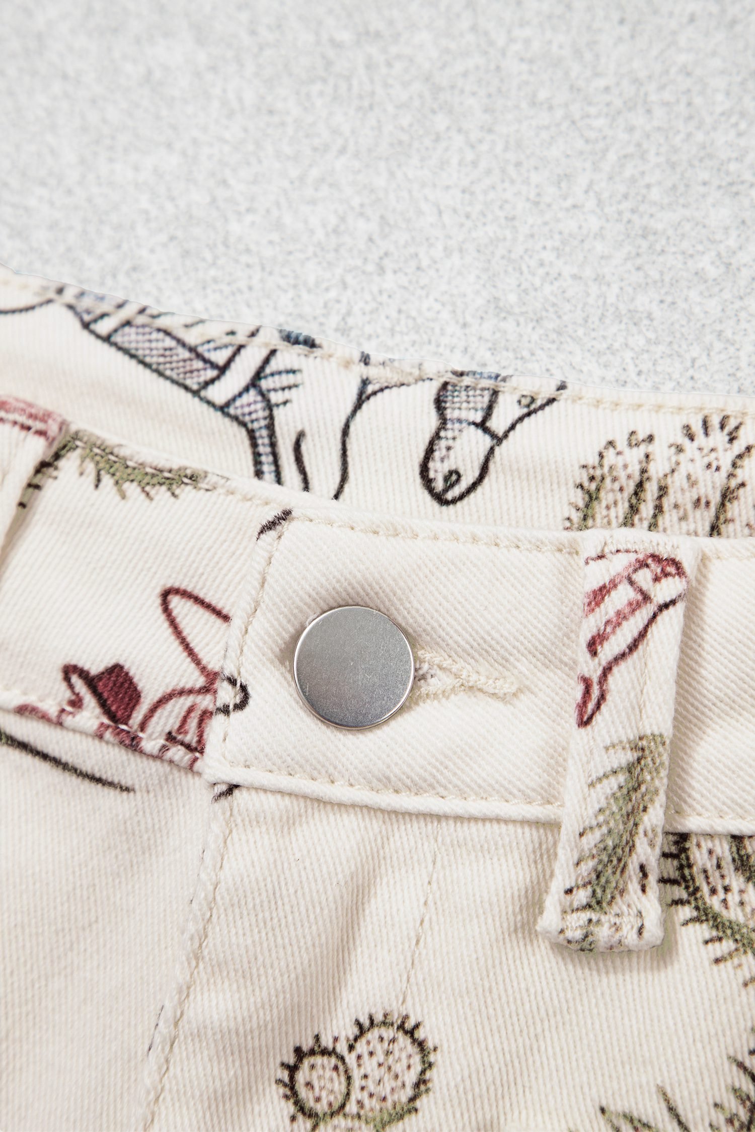 Multicolour Western Print Straight Leg Ankle-Length Pocket Jeans