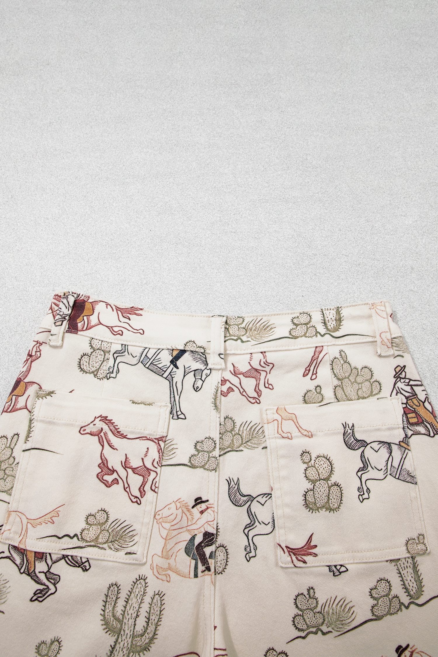 Multicolour Western Print Straight Leg Ankle-Length Pocket Jeans