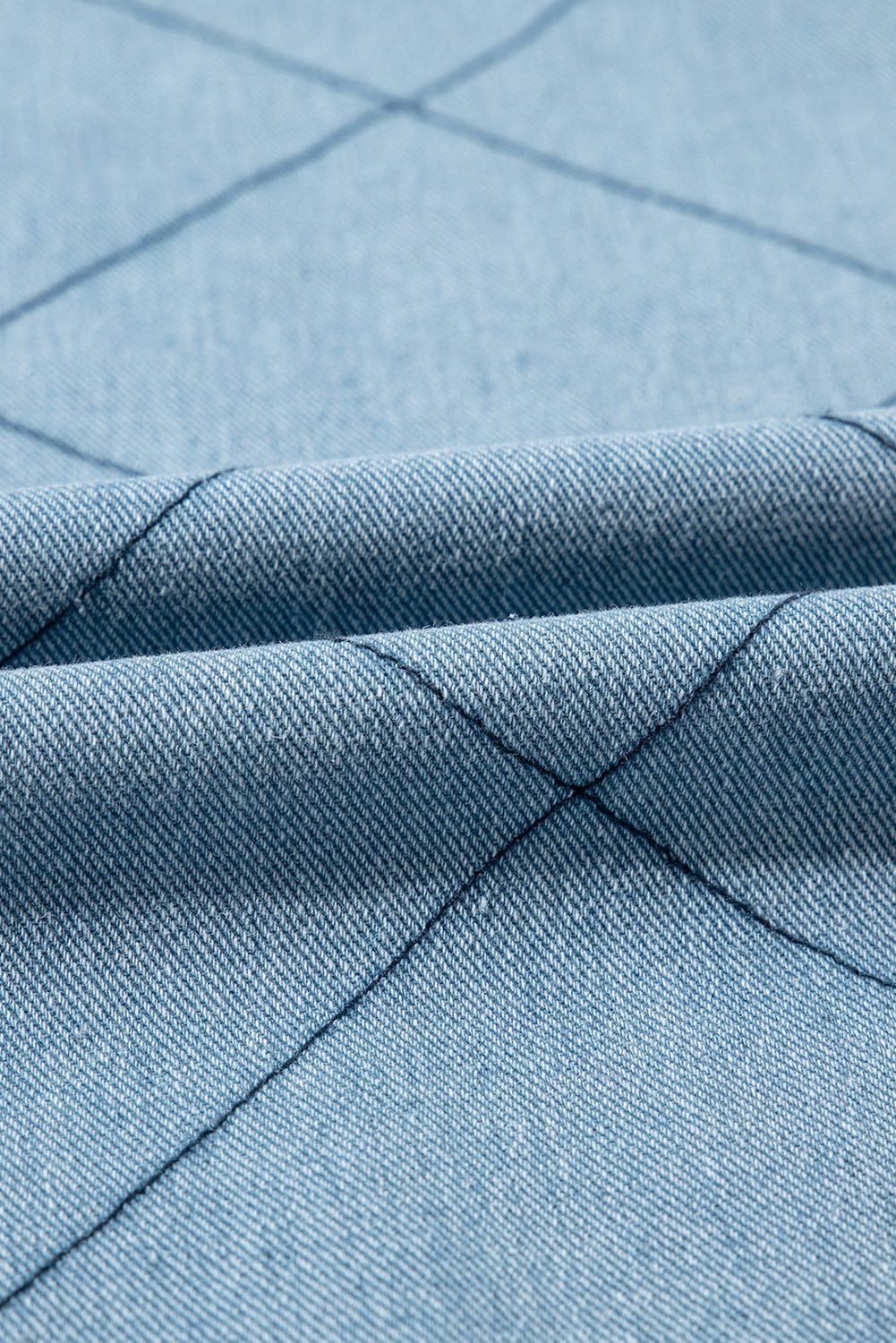 Myosotis Rhombus Stitched Pattern Button Pocketed Denim Jacket