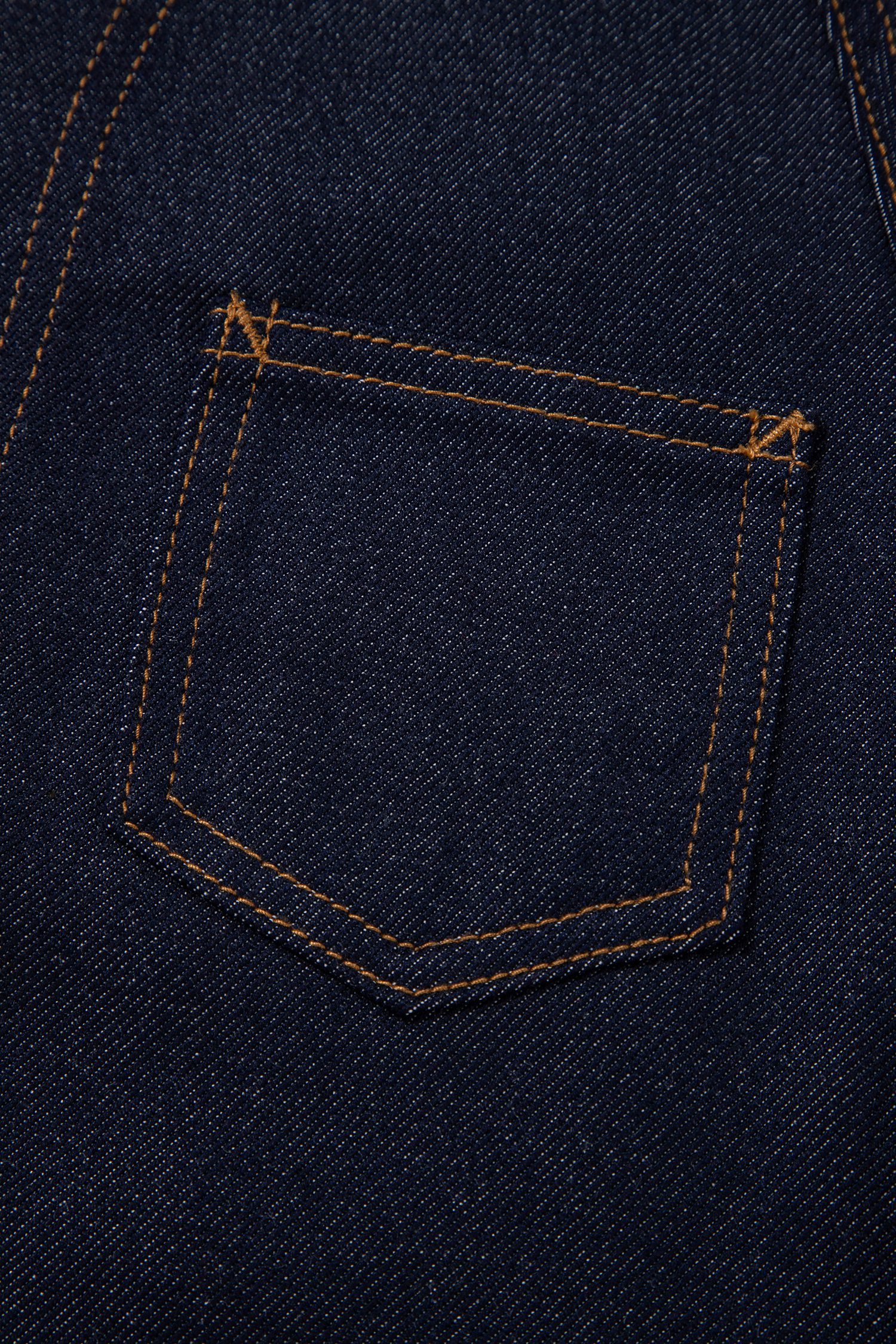 Navy Blue Contrast Collar Stitched Detail Button Denim Jacket
