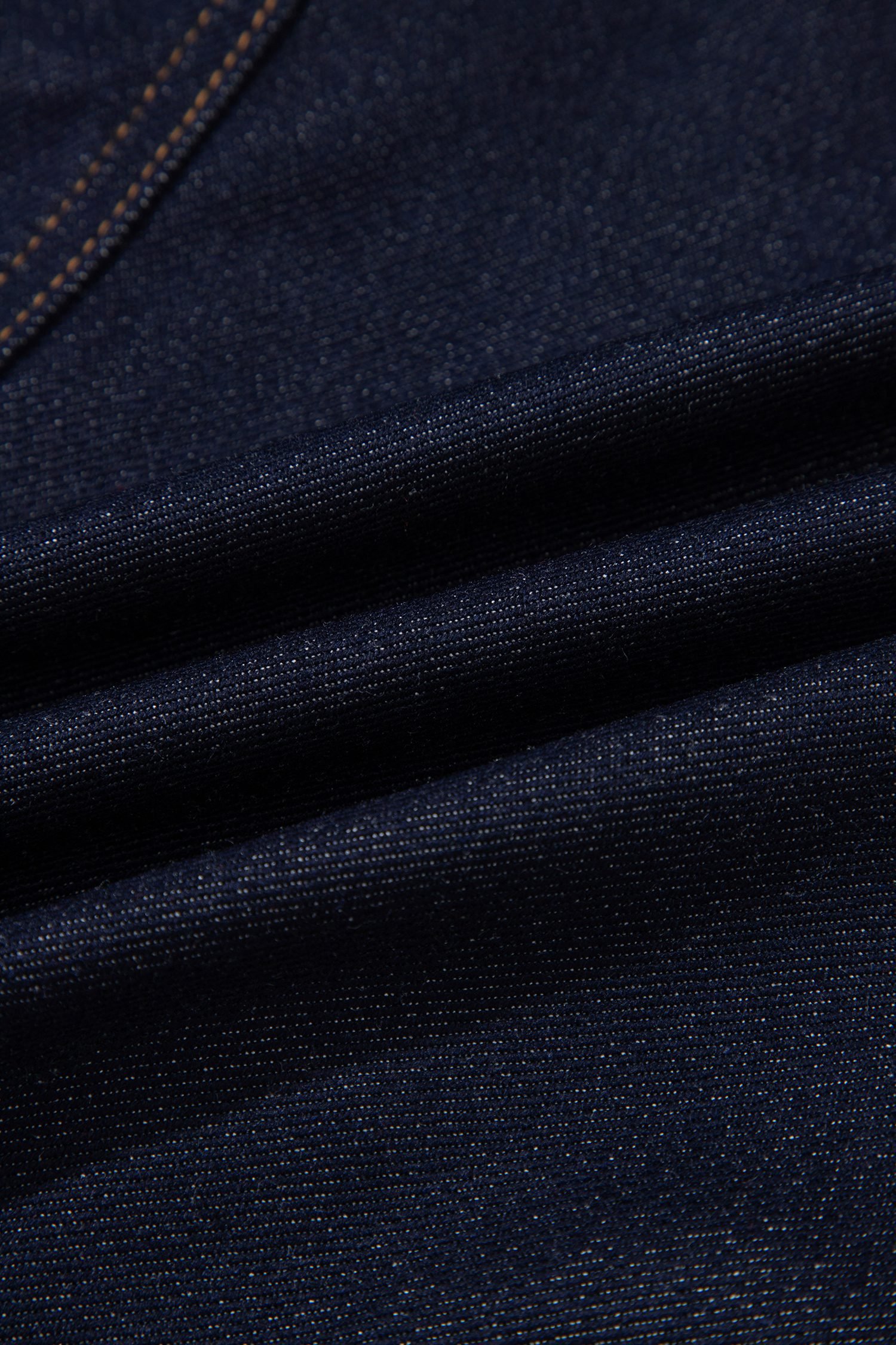 Navy Blue Contrast Collar Stitched Detail Button Denim Jacket