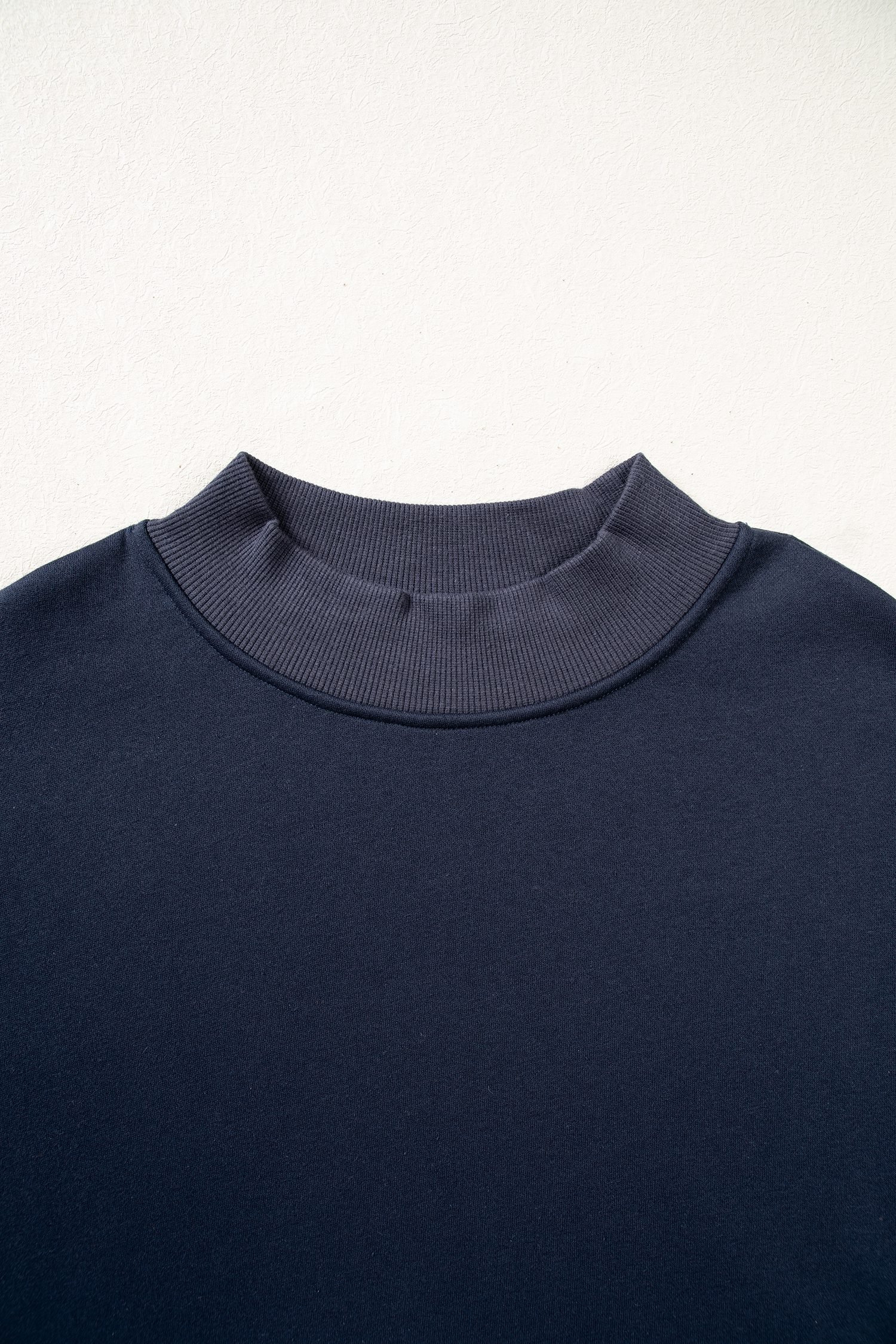 Navy Blue Plaid Sleeve Colorblock Loose Tunic Sweatshirt