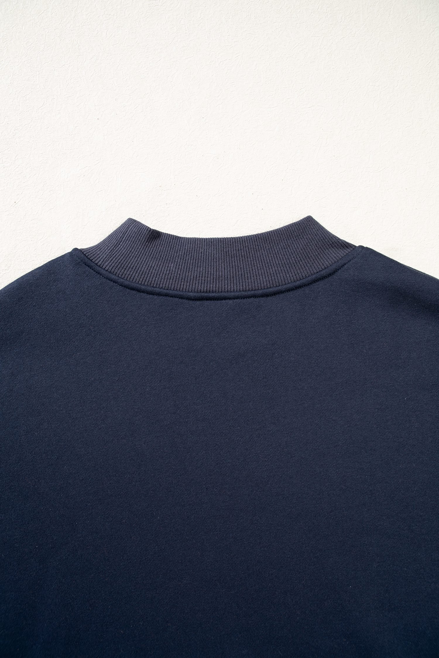 Navy Blue Plaid Sleeve Colorblock Loose Tunic Sweatshirt