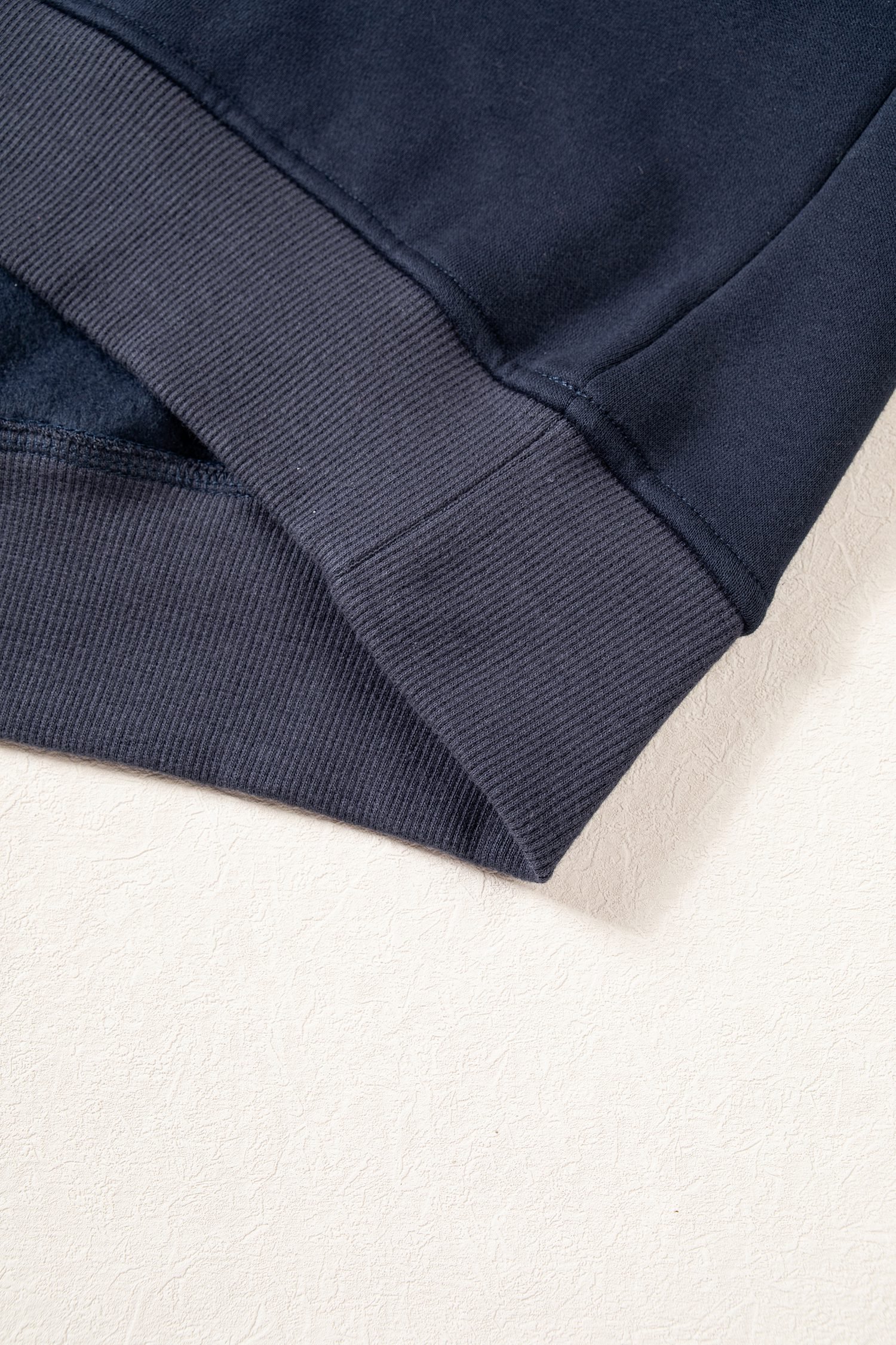 Navy Blue Plaid Sleeve Colorblock Loose Tunic Sweatshirt