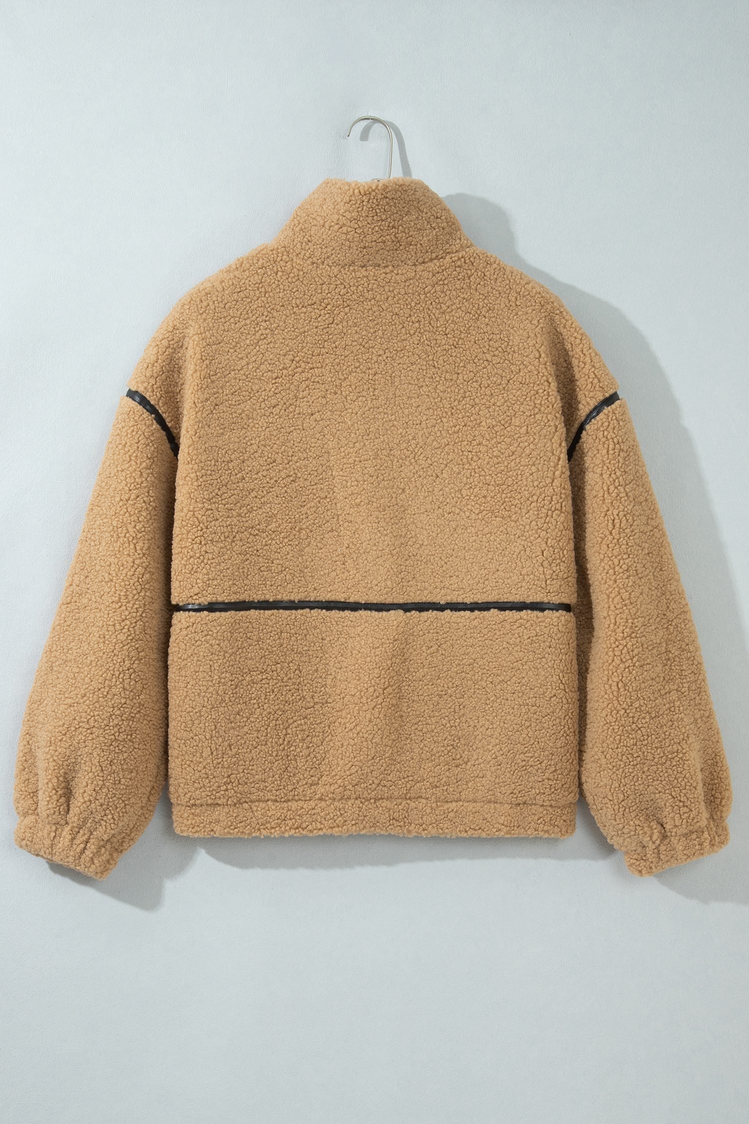 Parchment Drop Shoulder Collar Long Sleeve Fleece Regular Fit Jacket
