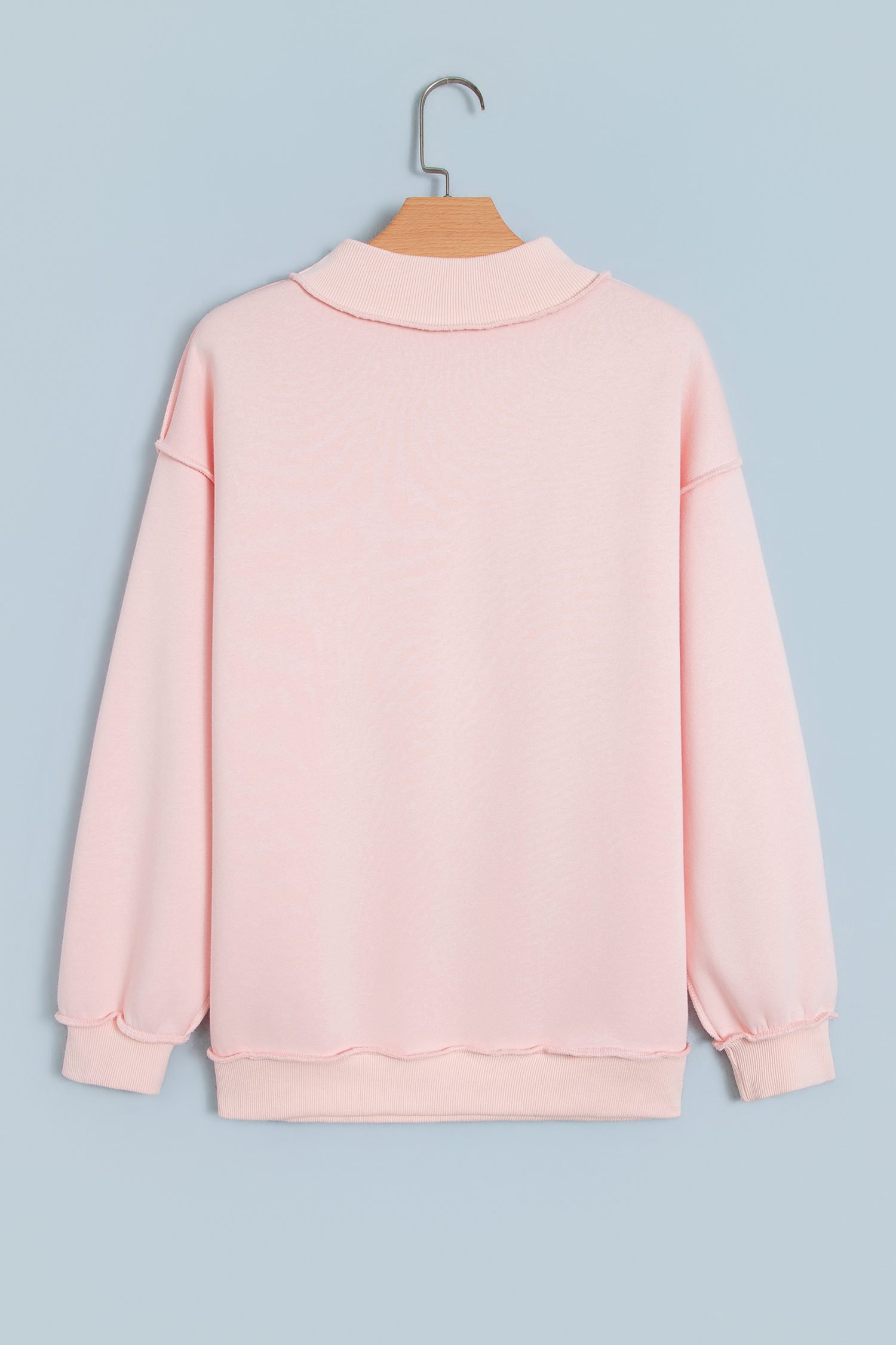 Pink Saved By Grace Embroidered Detail Letter Graphic High Neck Sweatshirt