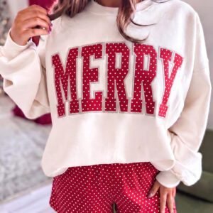 Red Polka Dot MERRY Holiday Long Sleeve Top and Shorts Set