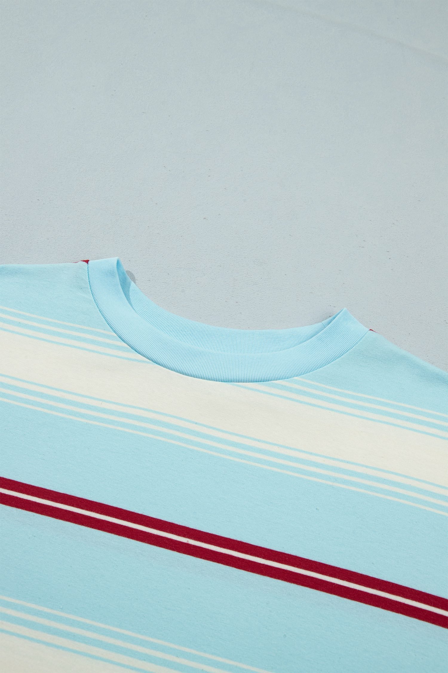 Sky Blue Stripe Casual Striped Patchwork Long Sleeve Loose Pullover Top