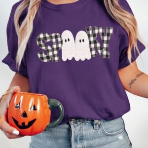 Tillandsia Purple Halloween Ghost Round Neck Short Sleeve T-Shirts