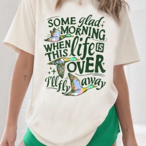 White Life Slogan Western Flying Mallard Print Relaxed T Shirt