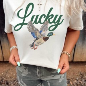 White Mallard Graphic Crew Neck Short Sleeve T-Shirt